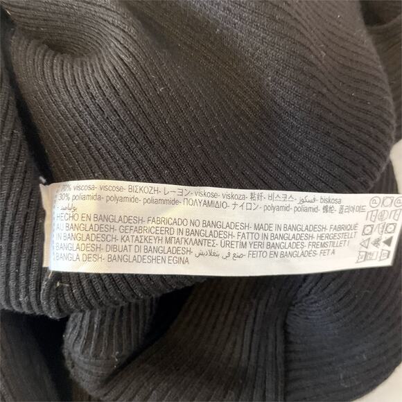 Zara Tie Waist Ribbed Knit Cropped Sweater Medium Black - Picture 7 of 10